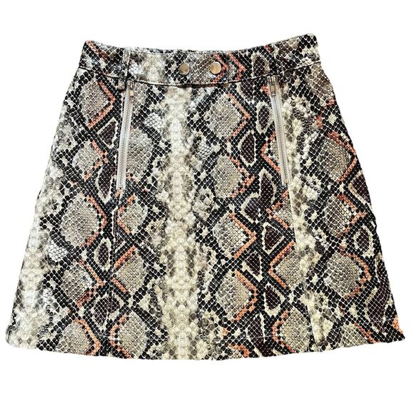 Alter'd State Wom Sz XS Snake Print Mini Skirt High Waist Tan Grey Orange Zipper - Picture 1 of 13